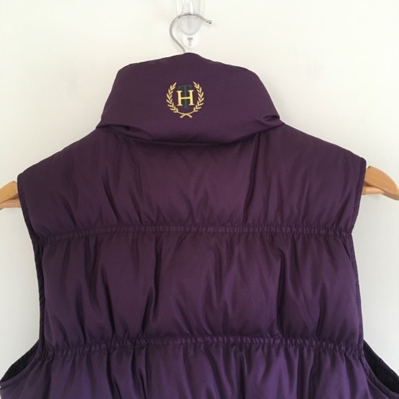 Tommy Hilfiger Womens Sz L Purple Down Quilted Puffer Vest Jacket Logo Flag - Picture 5 of 12